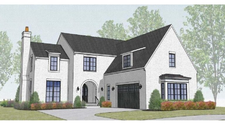 Front Rendering 2 car gar courtyard GTM